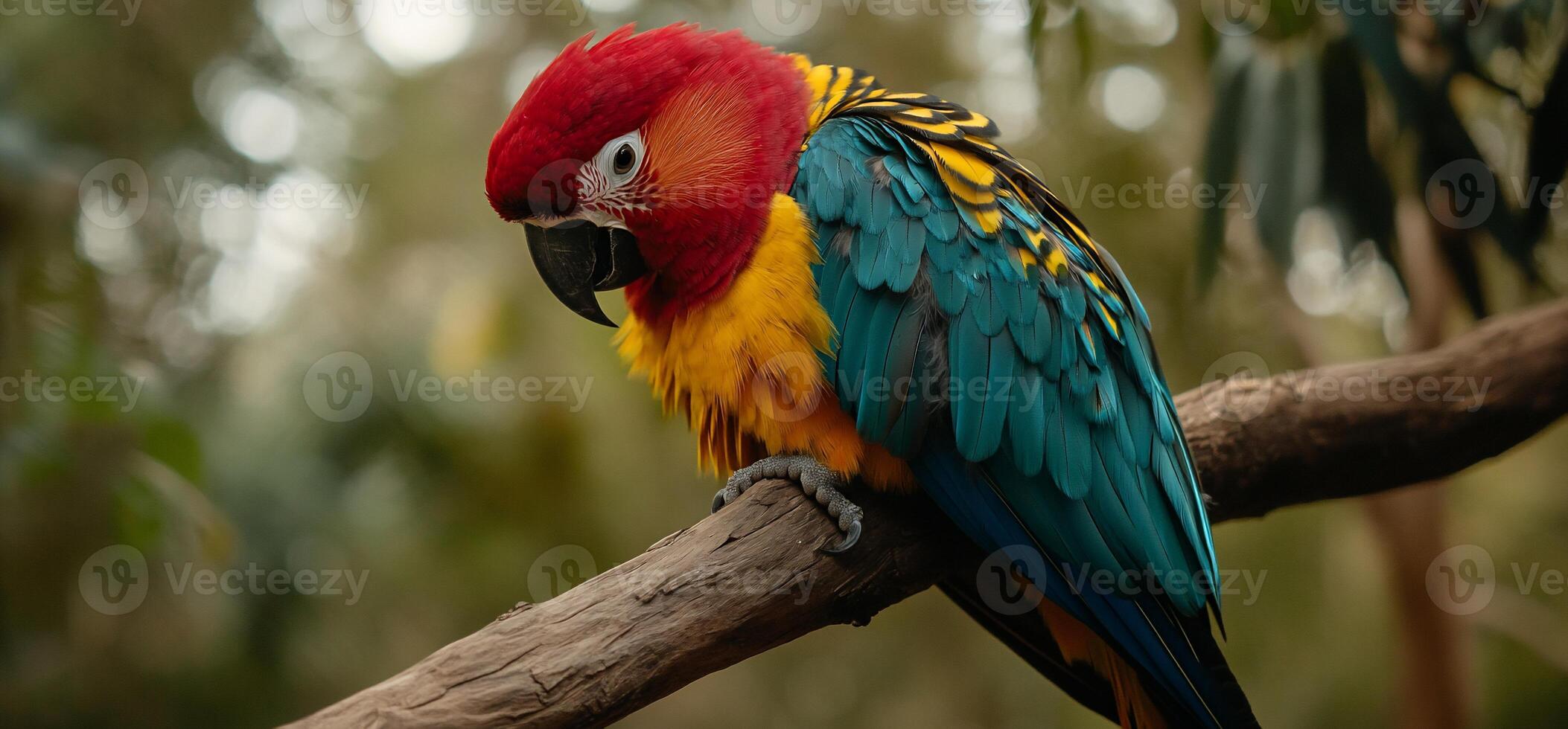Colorful parrot perched on branch photo