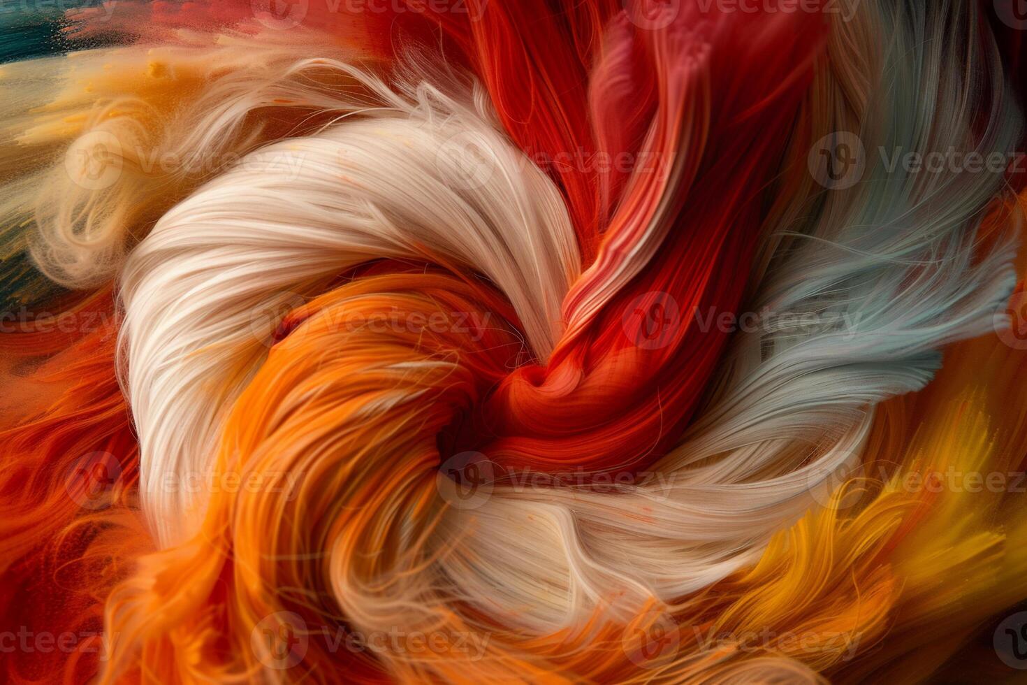 Vibrant swirl of colorful fibers photo