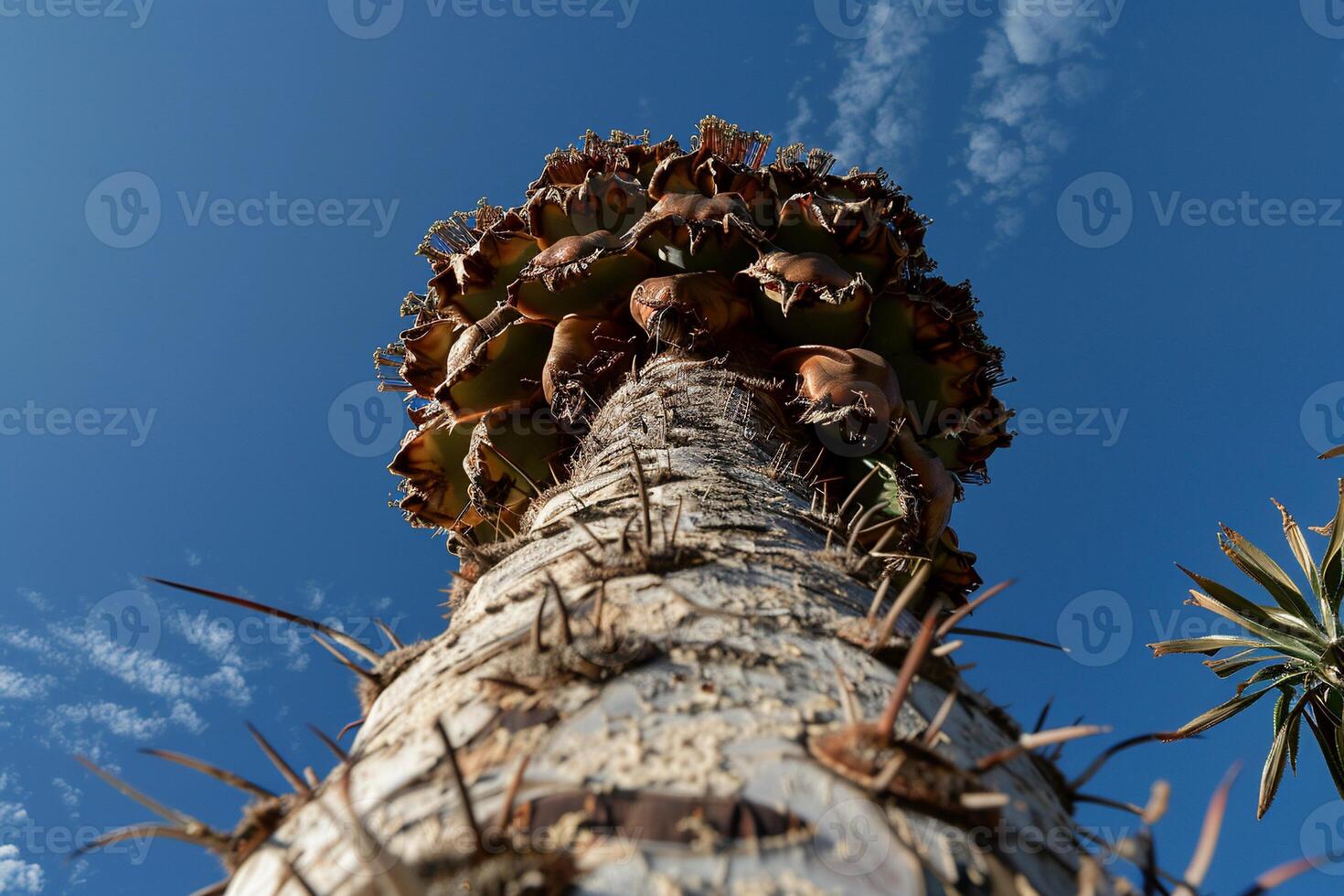 Unusual spiny tree trunk, close-up view photo