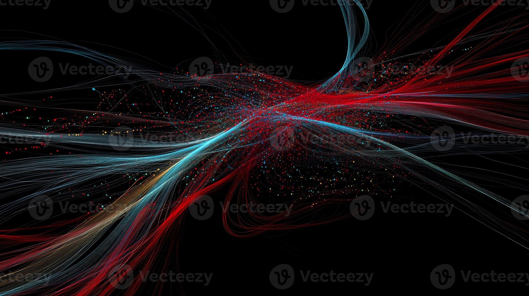 Abstract swirling lines and points of light. Dynamic digital art photo