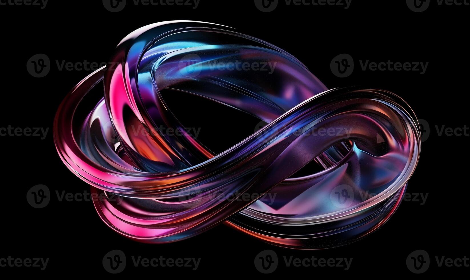 Abstract, colorful, swirling, metallic, intertwined rings photo