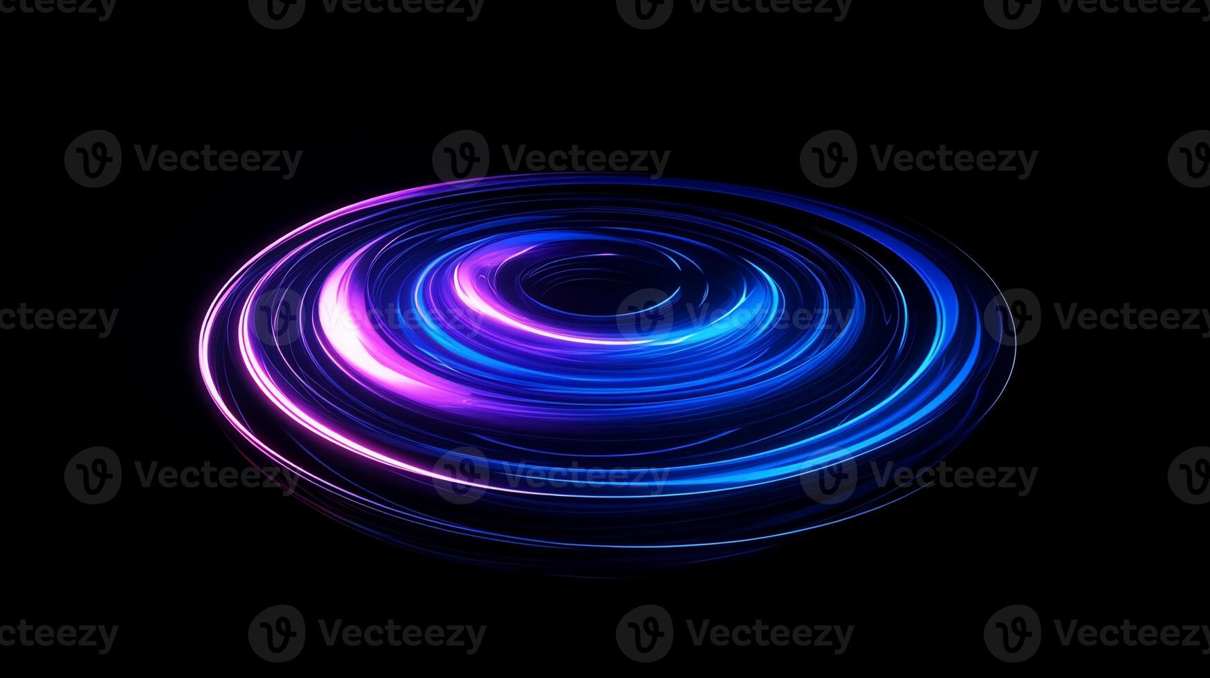 Abstract swirling neon circle design photo