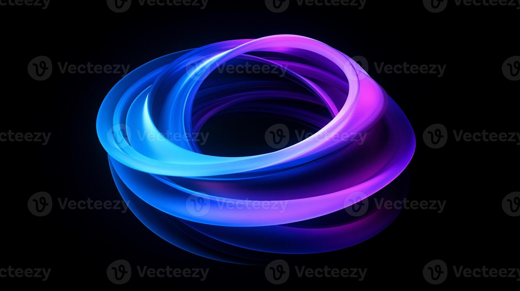 Abstract swirling rings of vibrant neon colors. Intertwined, luminous, and dynamic shapes photo