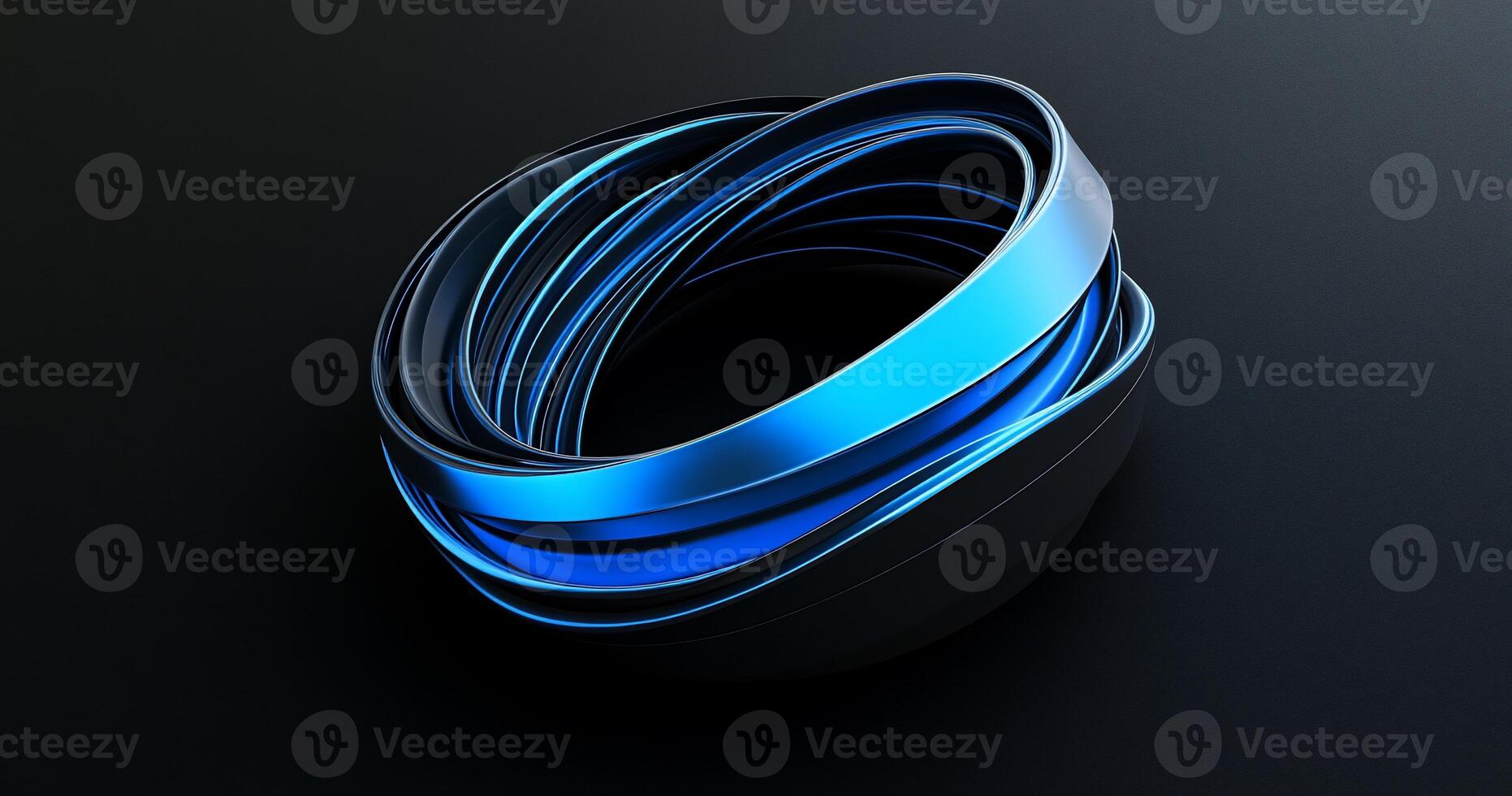 Abstract, dynamic, blue rings on dark background photo