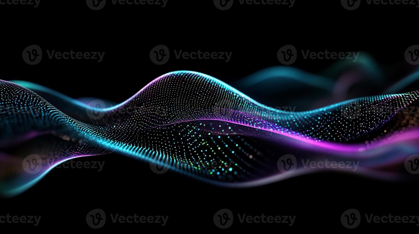 Abstract digital wave, vibrant colors, particle animation photo