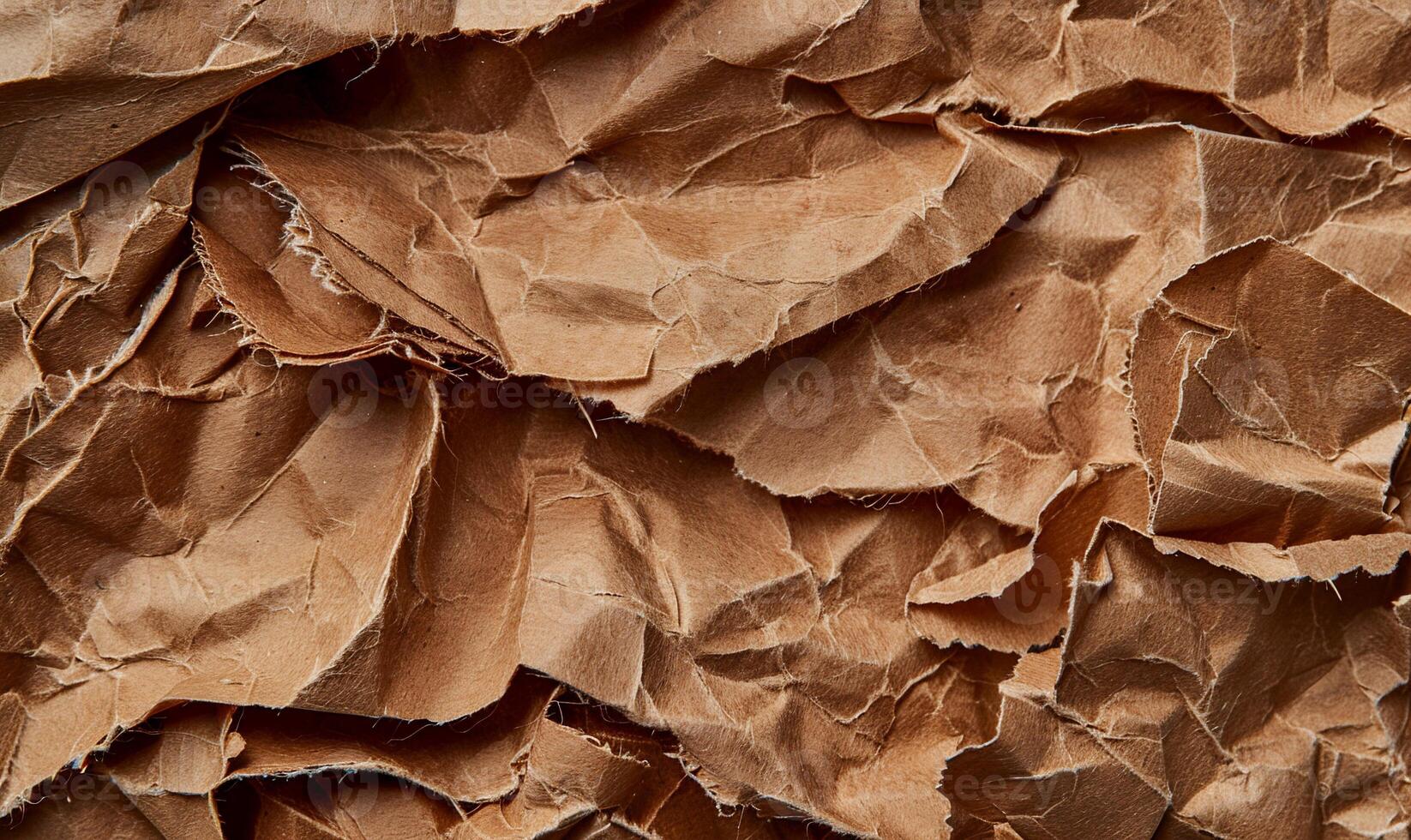 A close up of a brown crumpled paper photo
