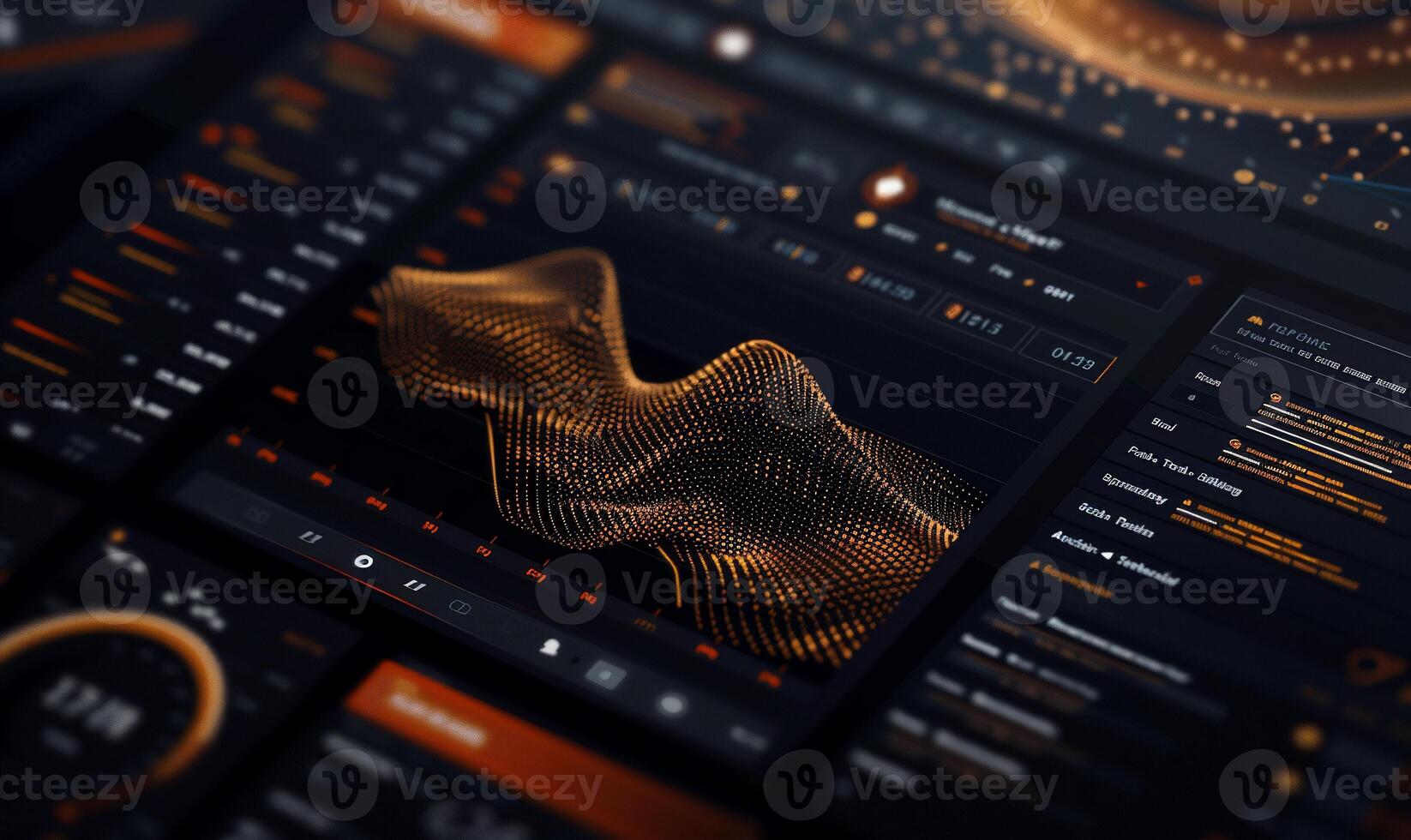 Complex financial data dashboard photo