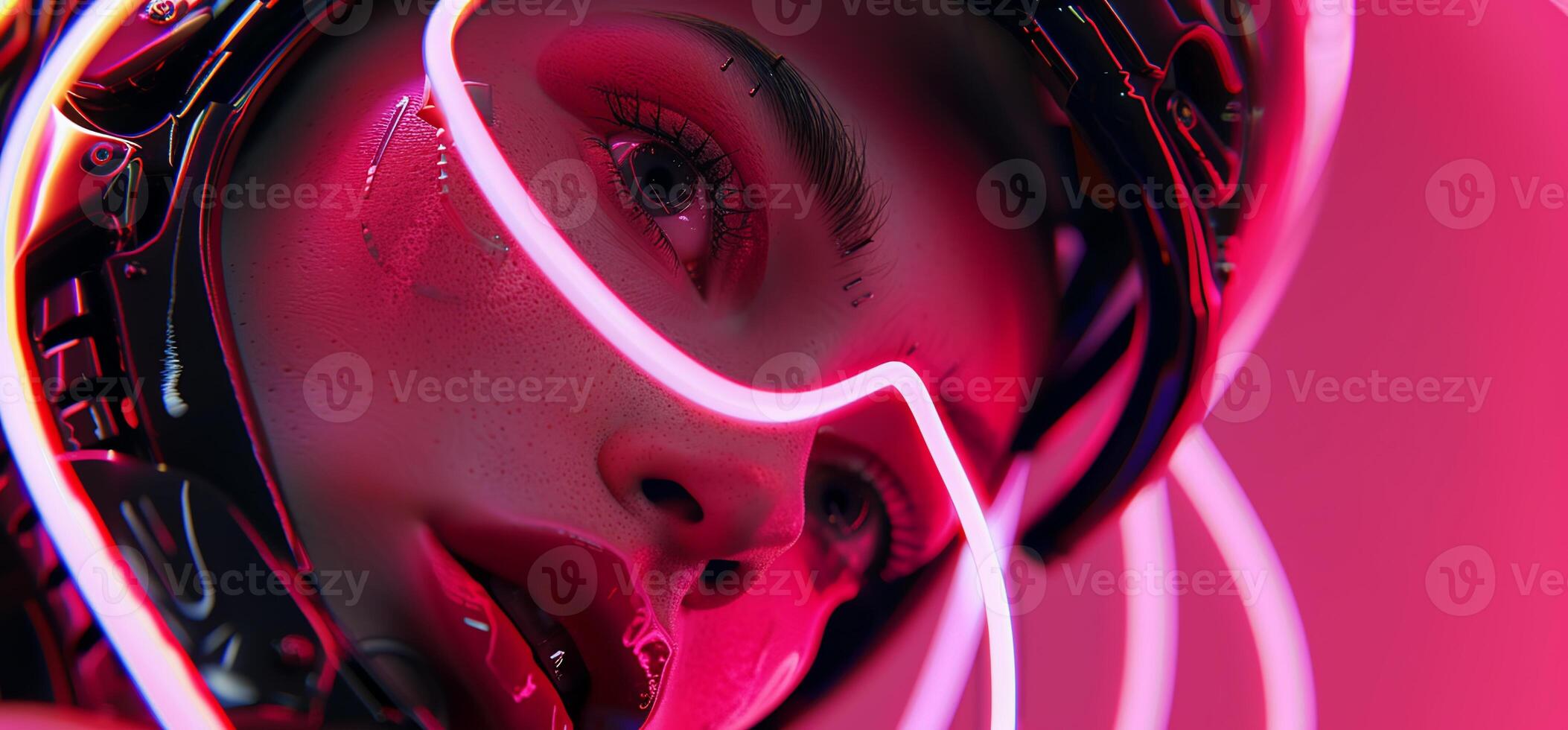 Neon-Lit Futuristic Woman photo