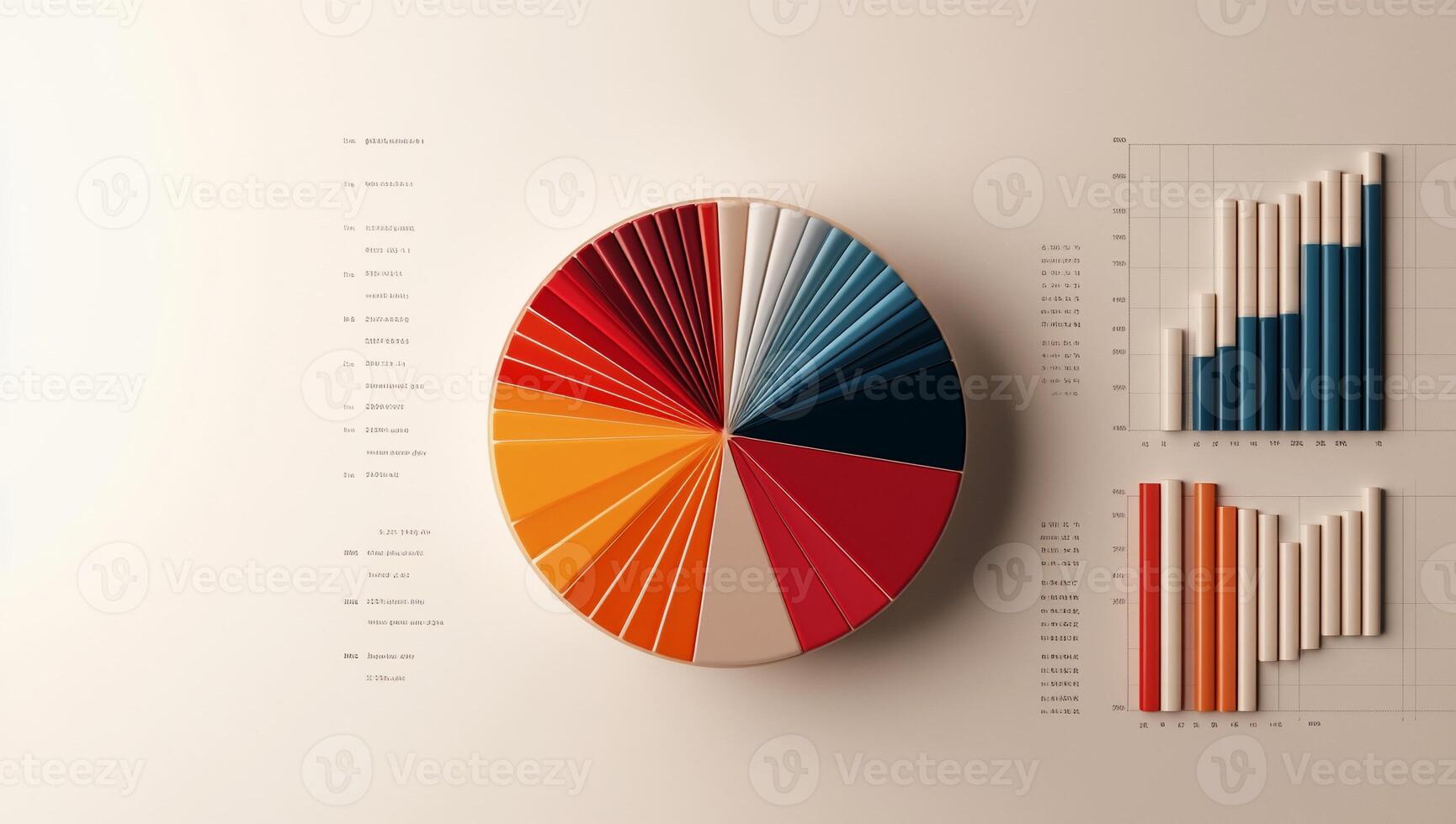 Data visualization with pie chart and bar graphs photo