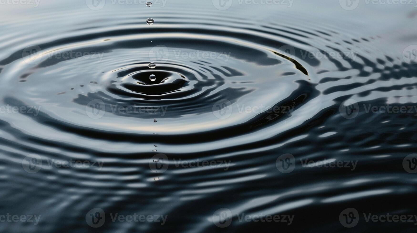 Water droplet impact creating concentric ripples photo