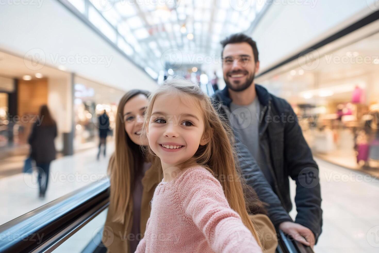 Happy family enjoying a shopping trip photo