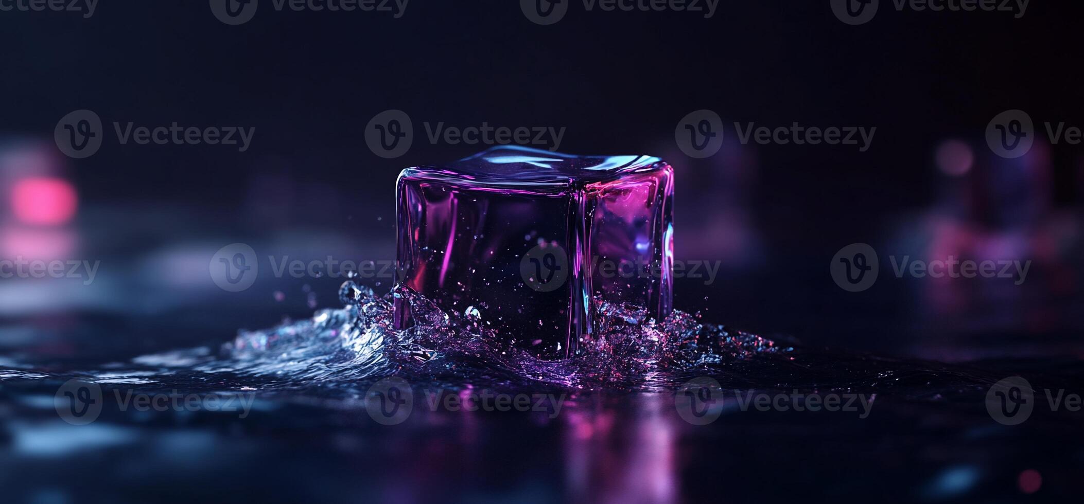 Purple Ice Cube in Water photo