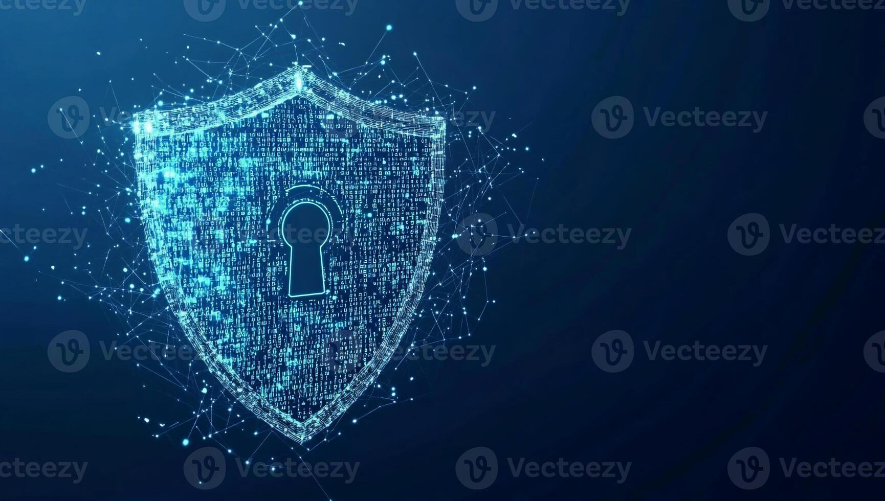 Digital Shield with Keyhole, representing cybersecurity and data protection. Abstract graphic design photo