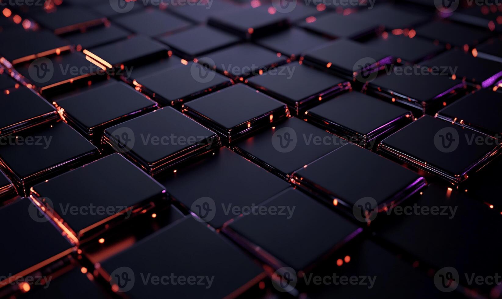 Abstract geometric pattern of dark squares with glowing edges photo