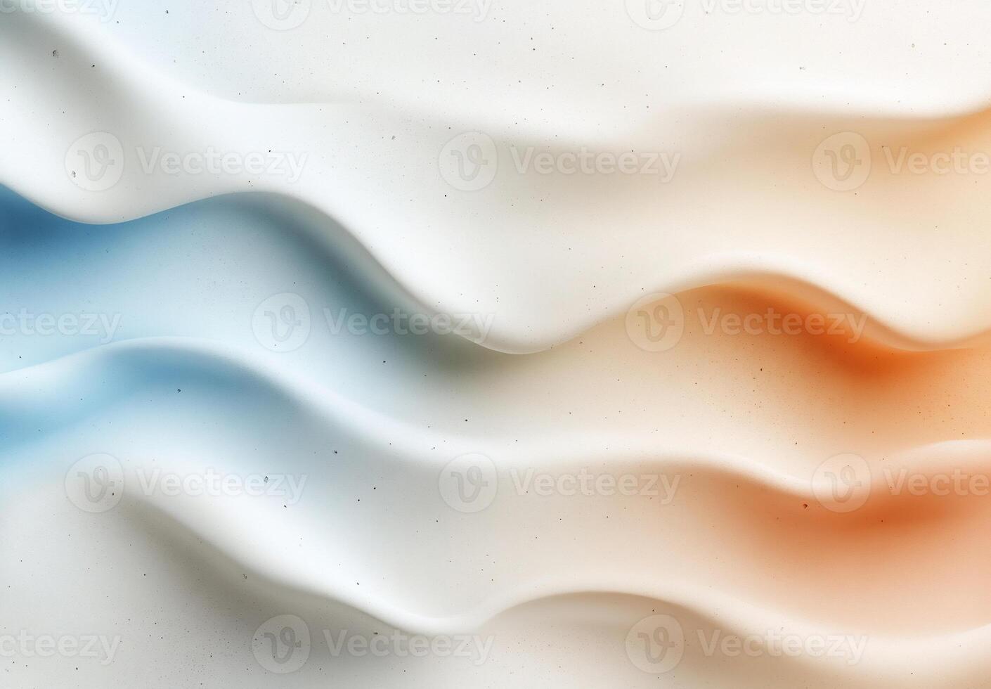 Abstract cosmetic texture. Soft flowing waves of cream, blending from cool blue to warm orange. Detailed surface with subtle specks photo