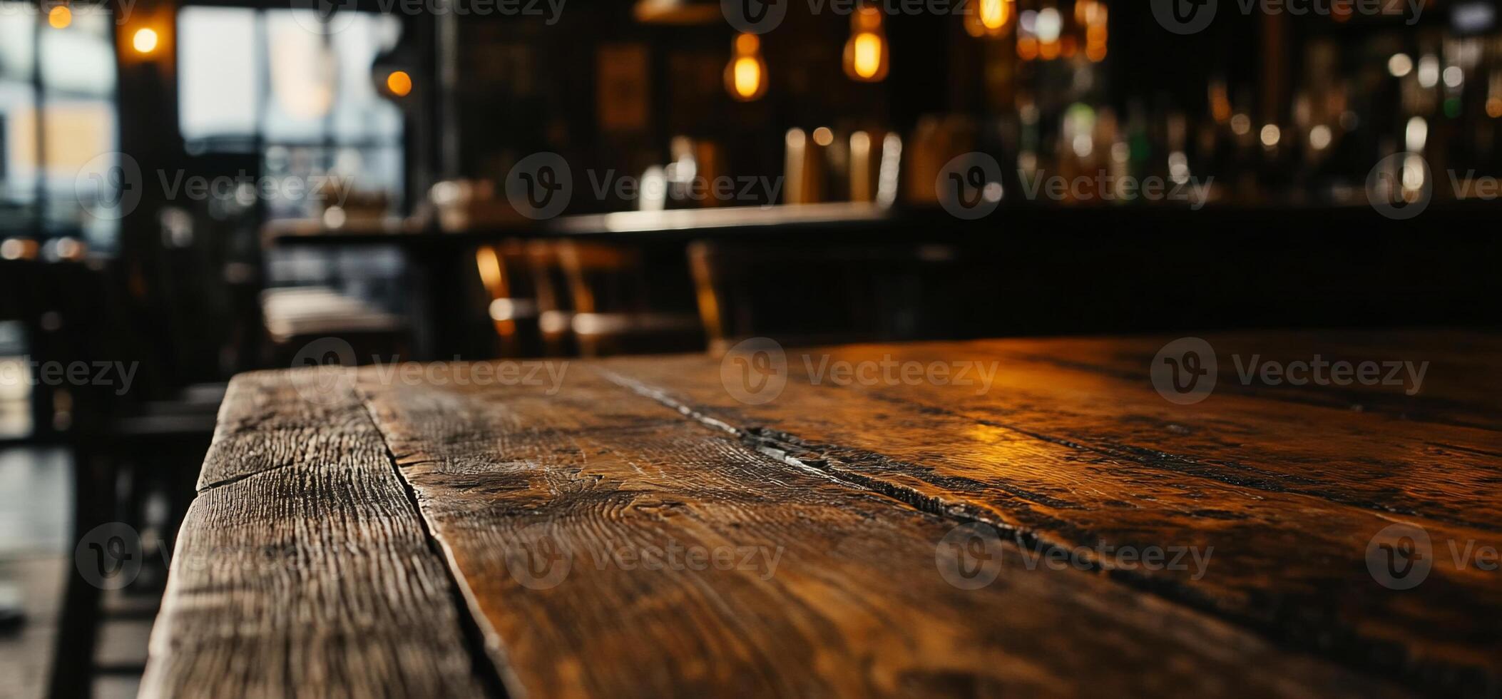 Rustic Wooden Bar Table Top photo