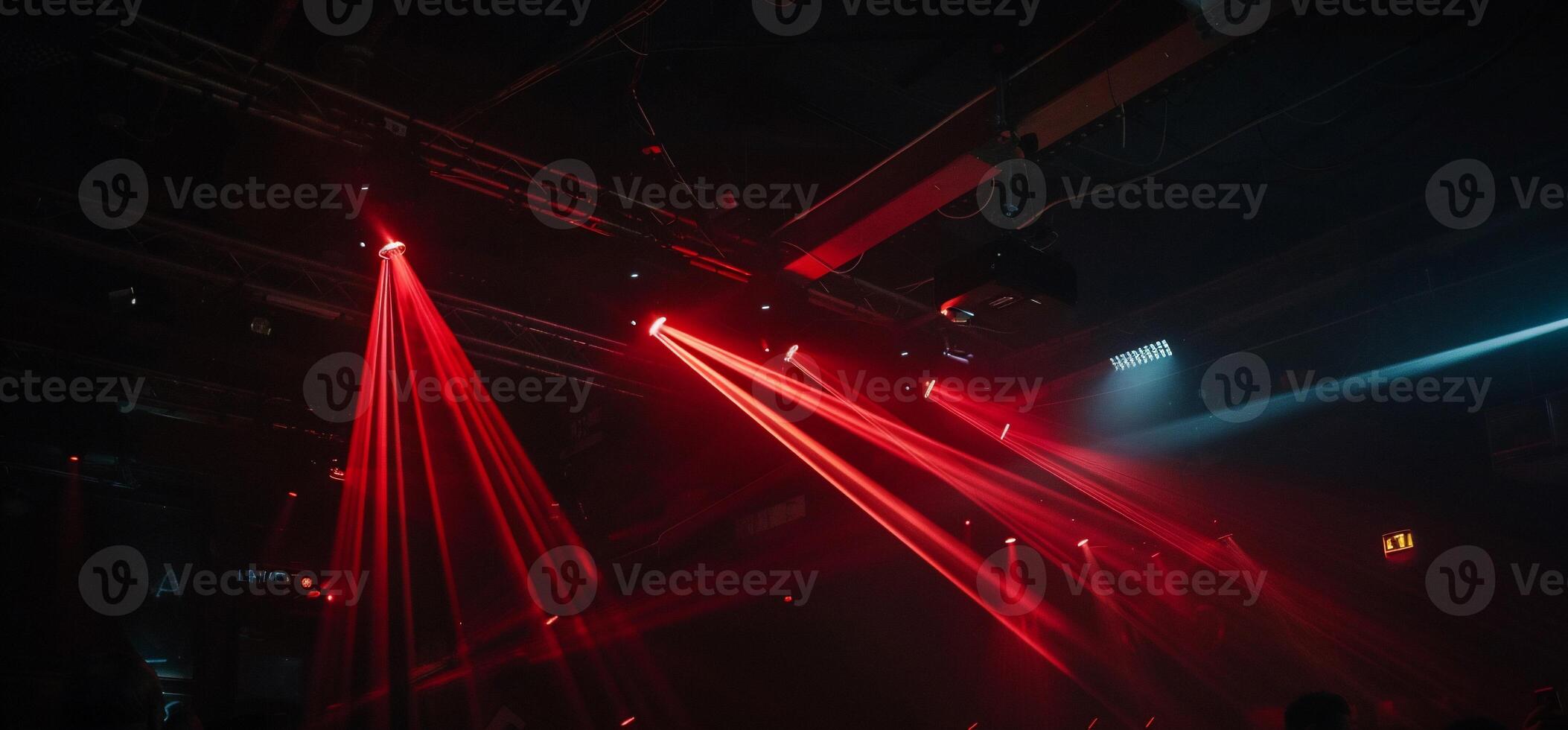 A stage with red and blue lights photo