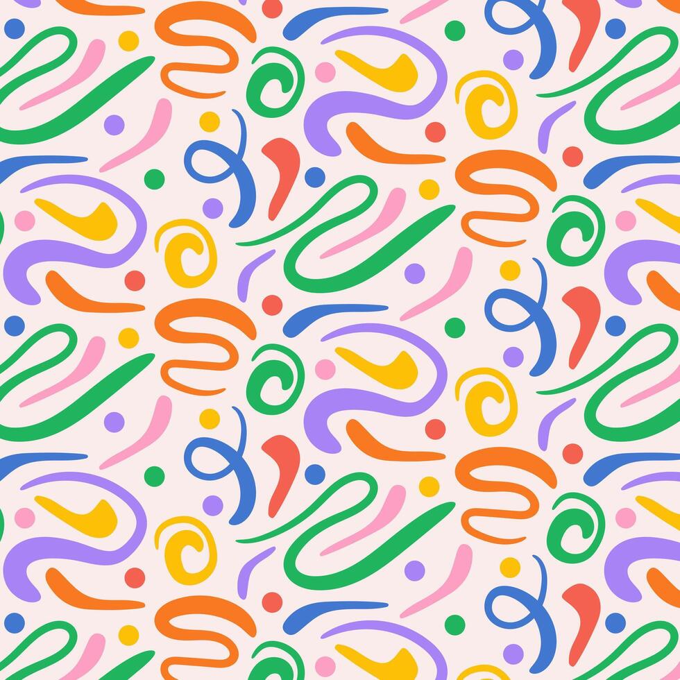 Colorful swirls, seamless cheerful background. vector