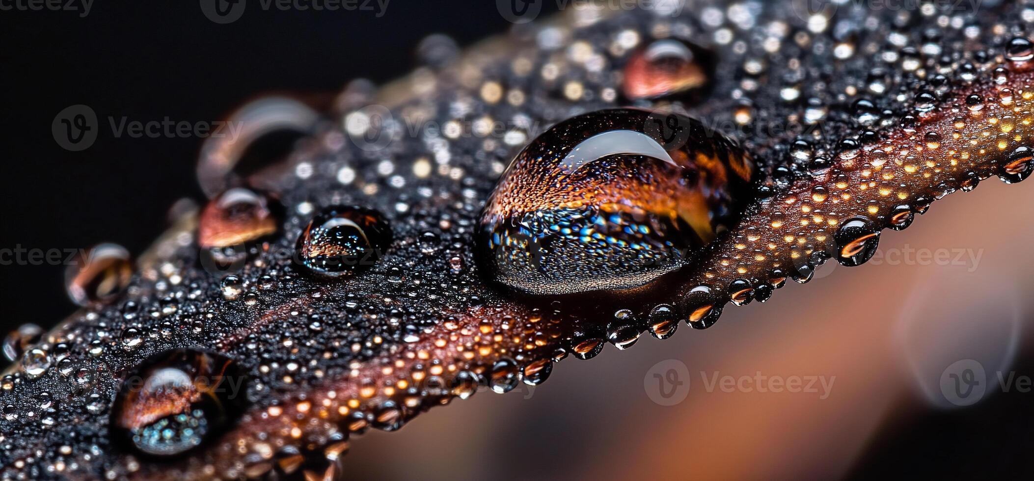 A close up of water droplets on a leaf photo