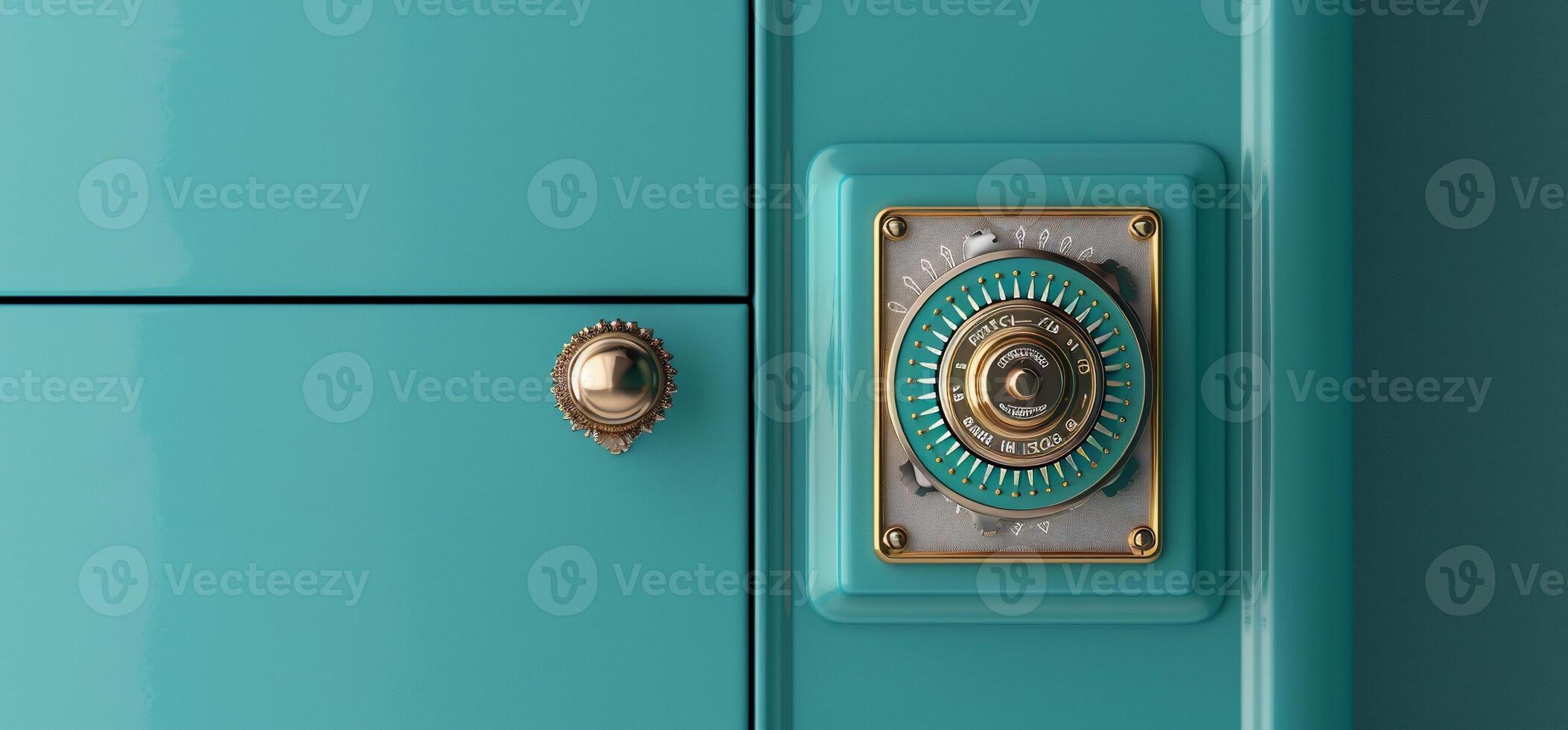 Teal Cabinet with Vintage Style Combination Lock photo