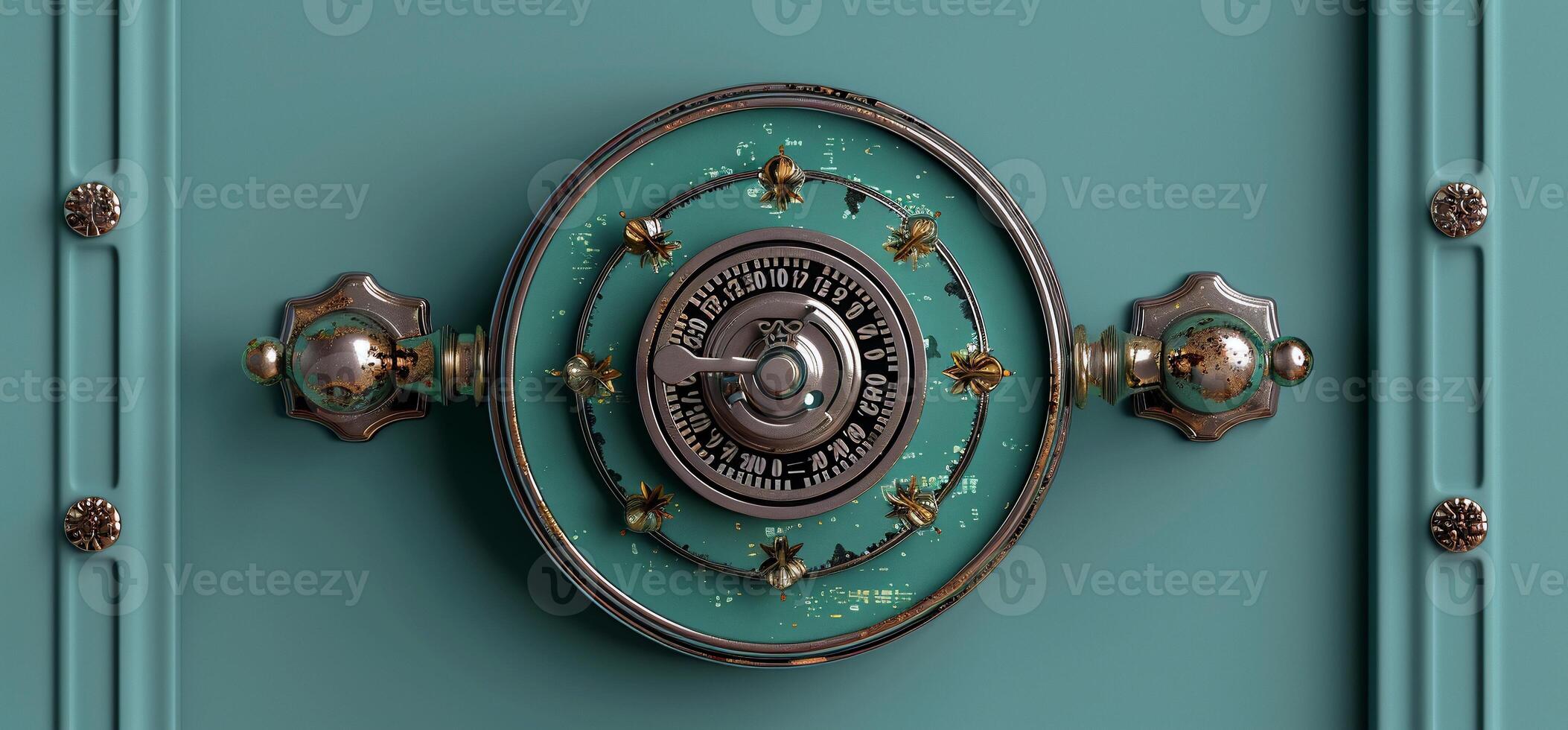 Antique Teal Safe Combination Lock photo
