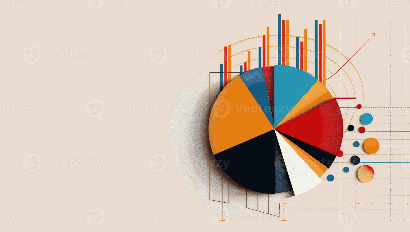Data visualization with pie chart and bar graph photo