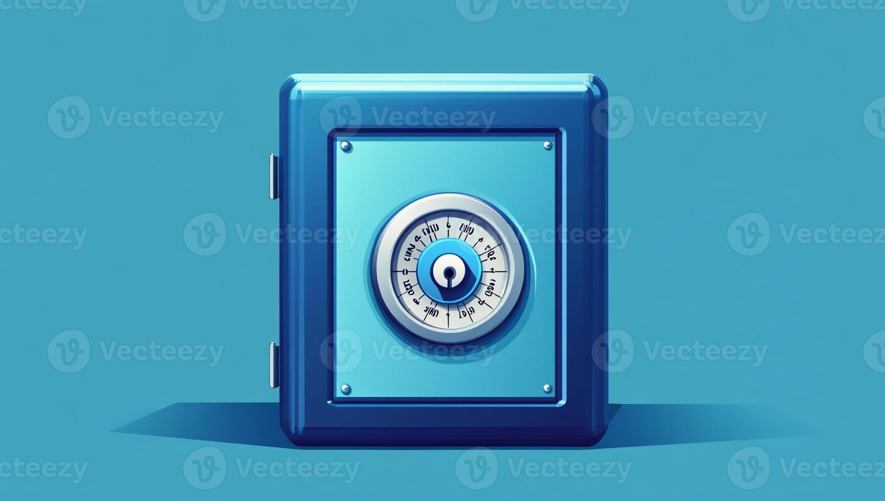 Secure blue steel safe. Detailed illustration of a sturdy, modern safe with a combination lock photo
