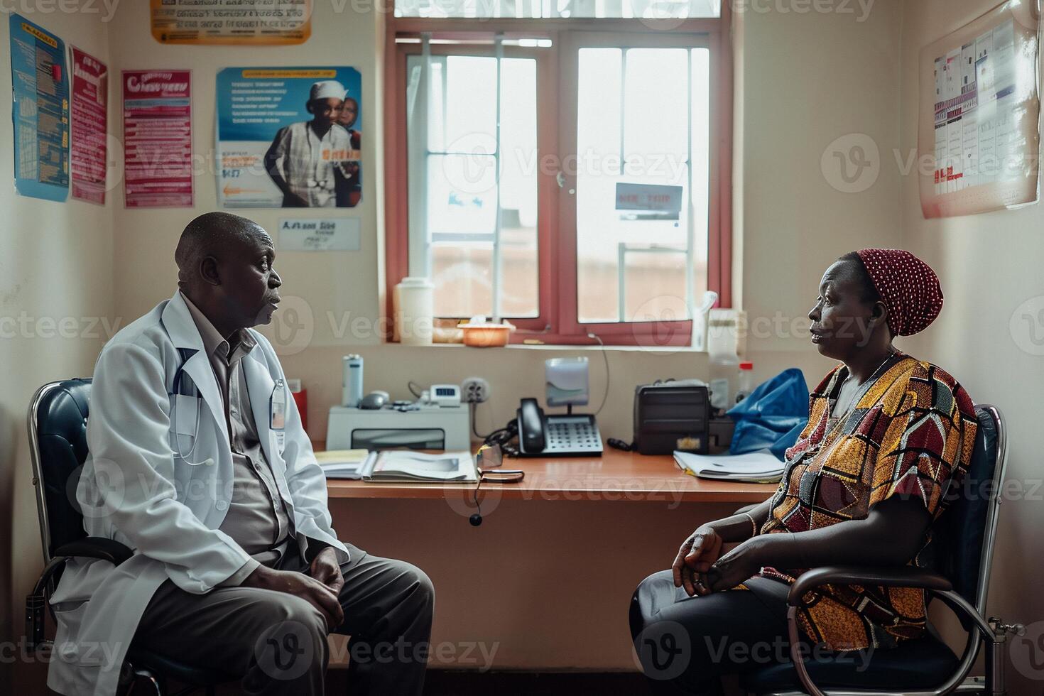 A doctor and patient in a room photo