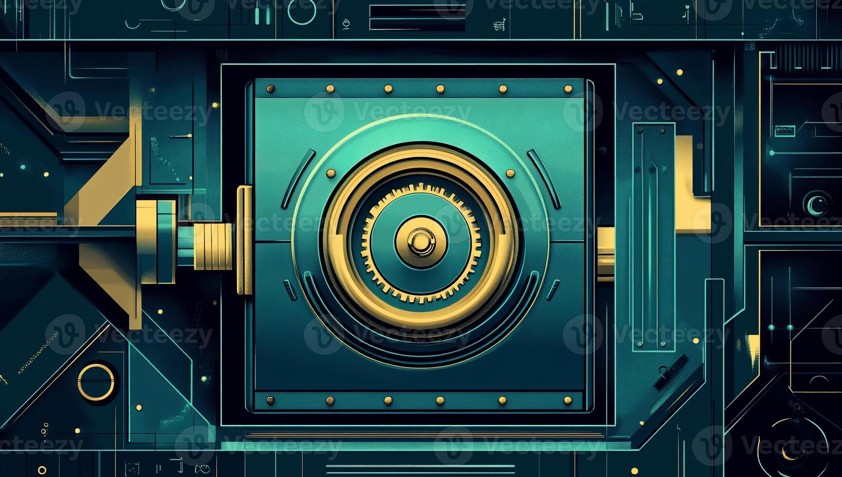 Futuristic security vault with intricate mechanisms photo