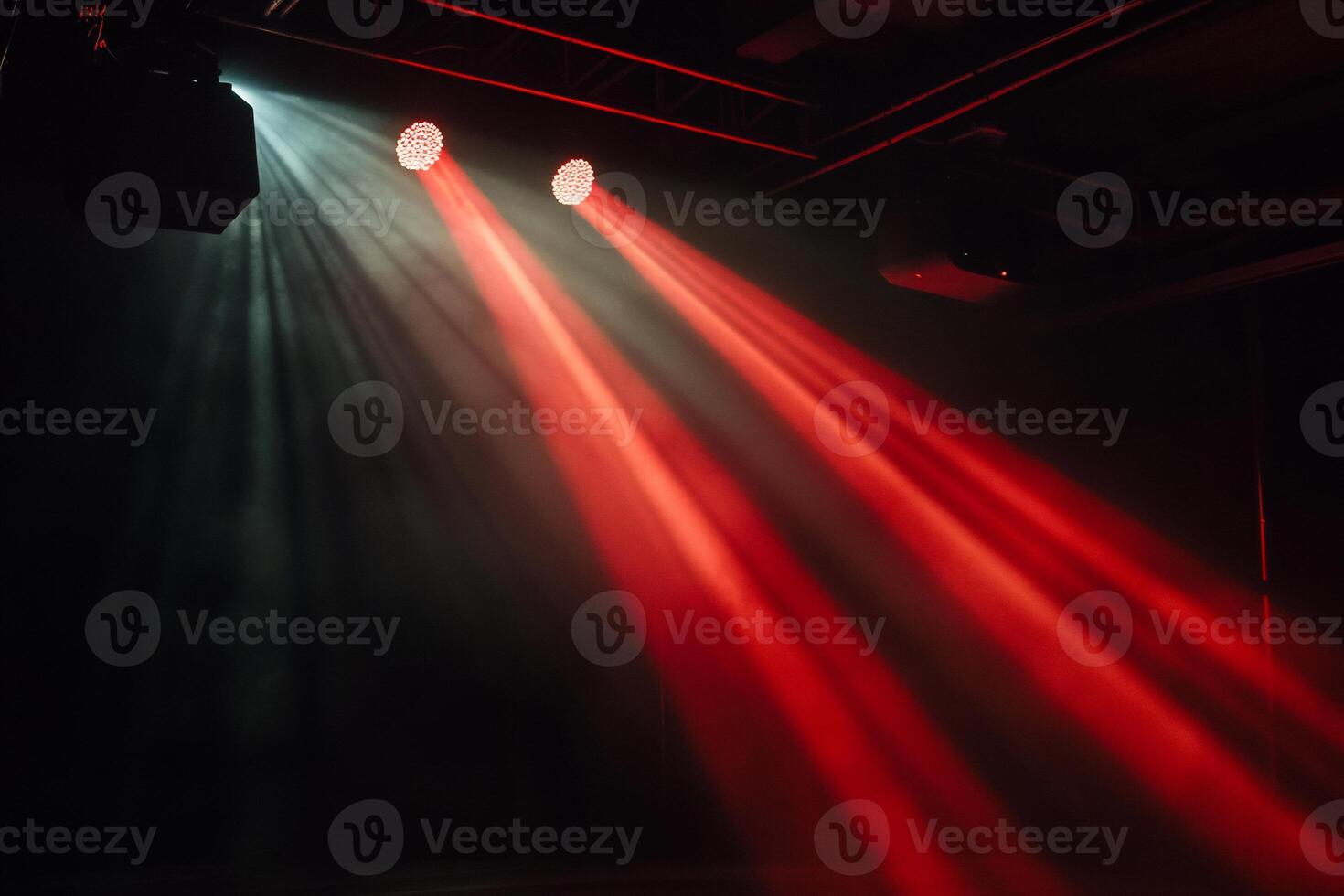 Stage lighting beams, red and white photo