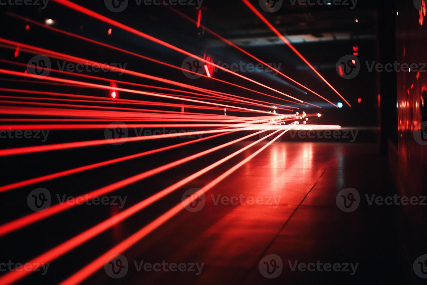 Red light streaks in a dark tunnel photo