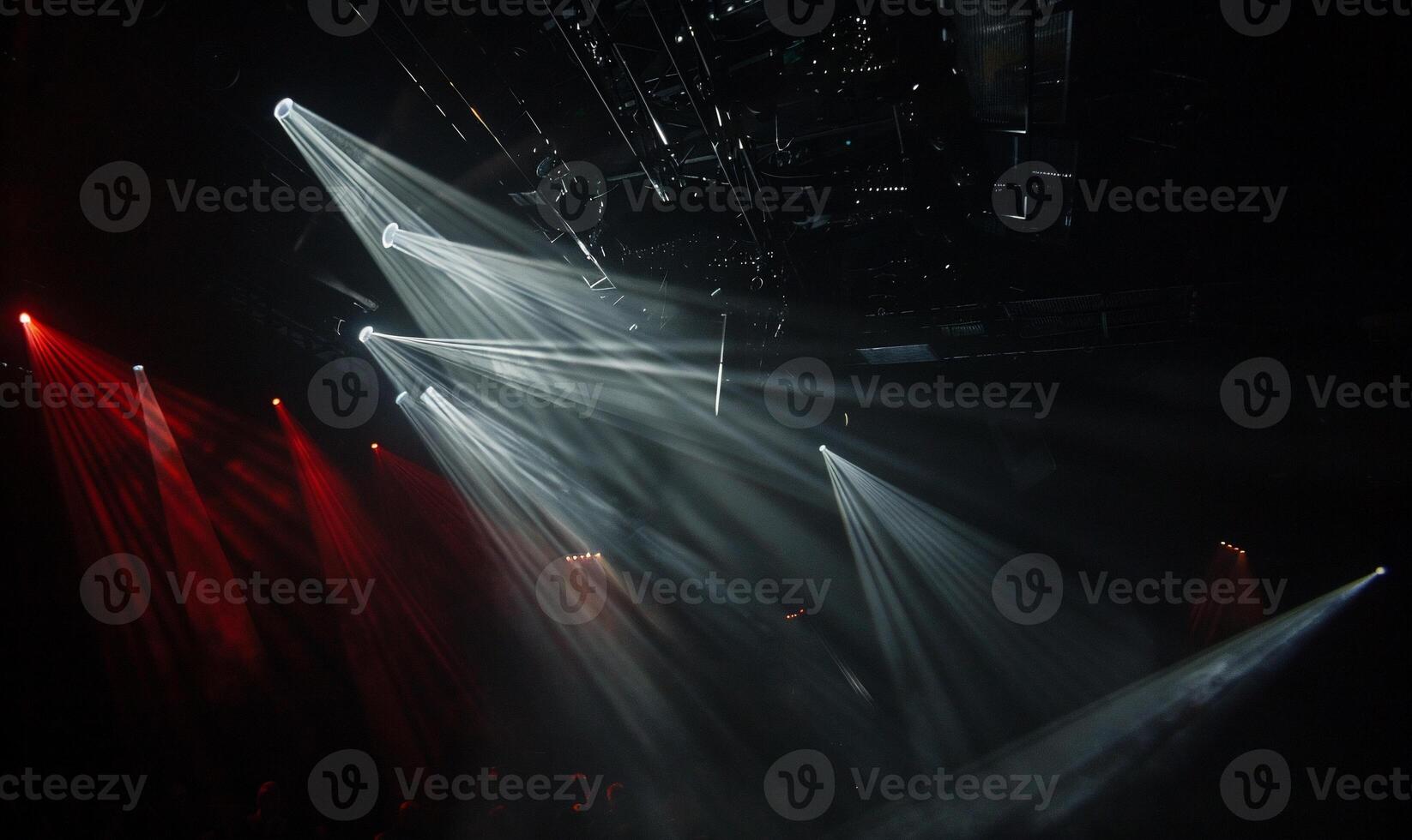 A stage with lights and beams of light photo
