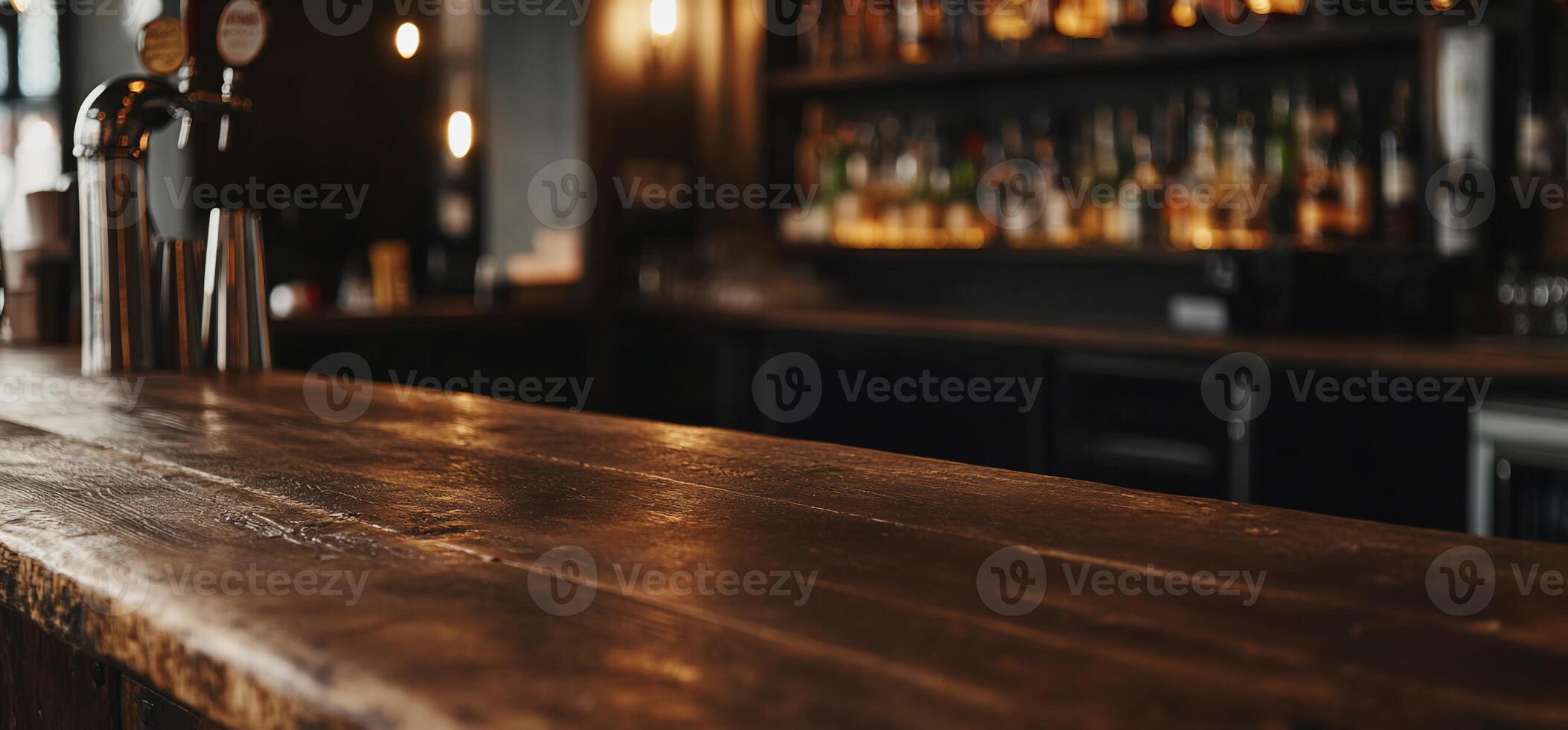 Rustic bar top, dark and inviting photo