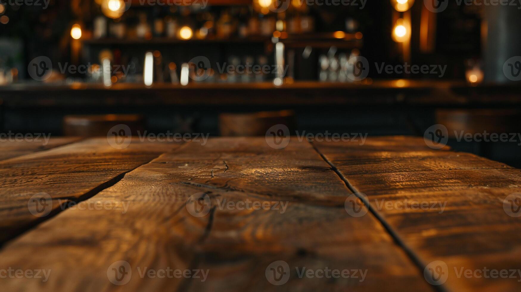 Rustic wooden bar table photo