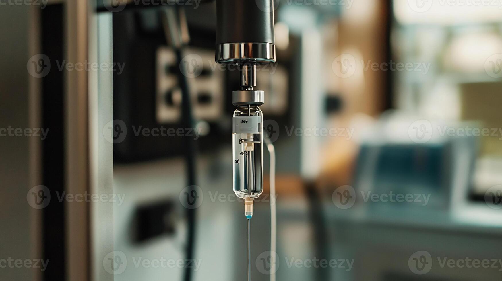Medical IV drip system close-up photo