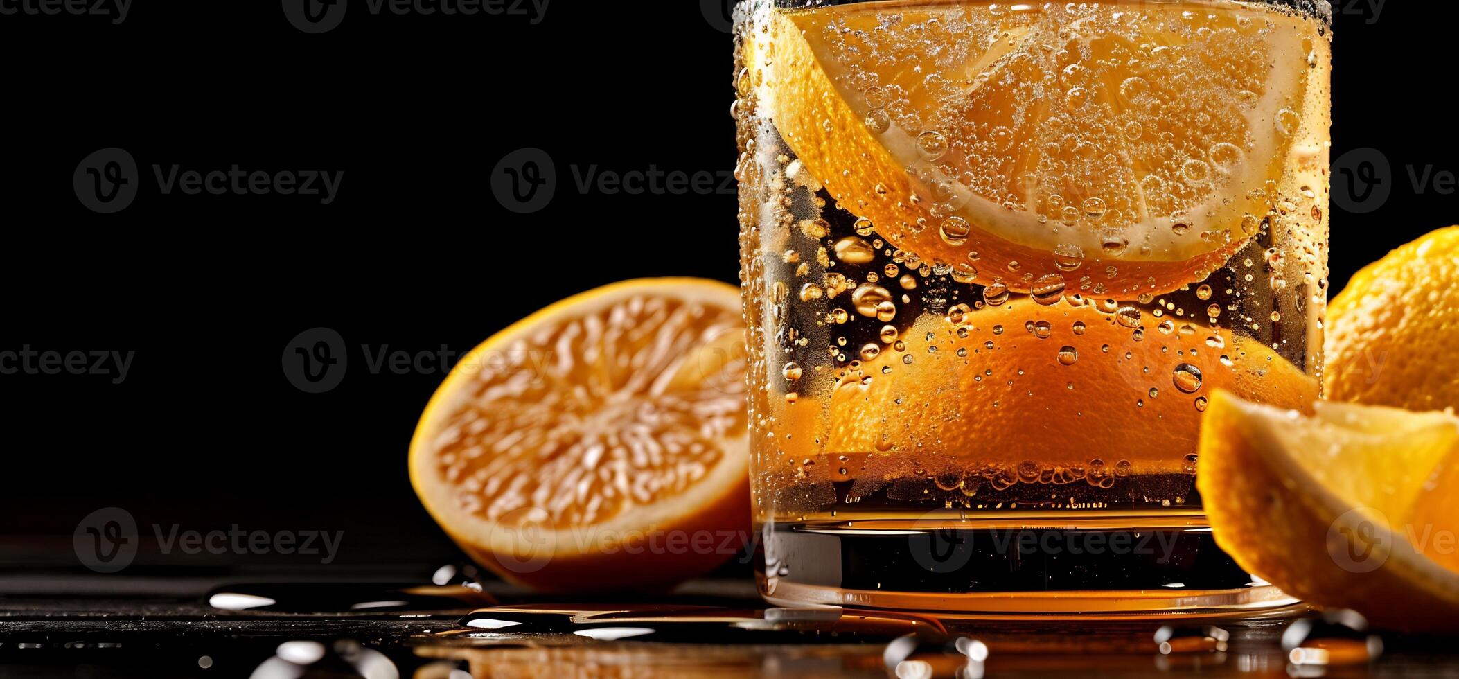Refreshing citrus drink with sparkling water photo