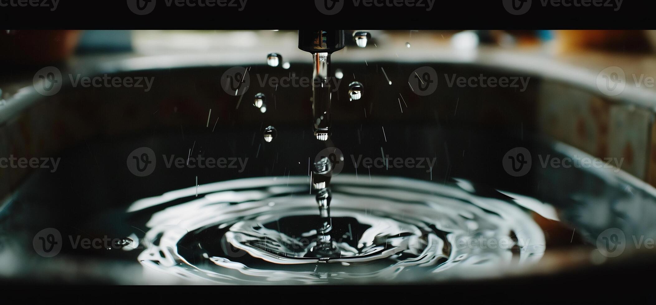 A close up of water falling from a faucet photo