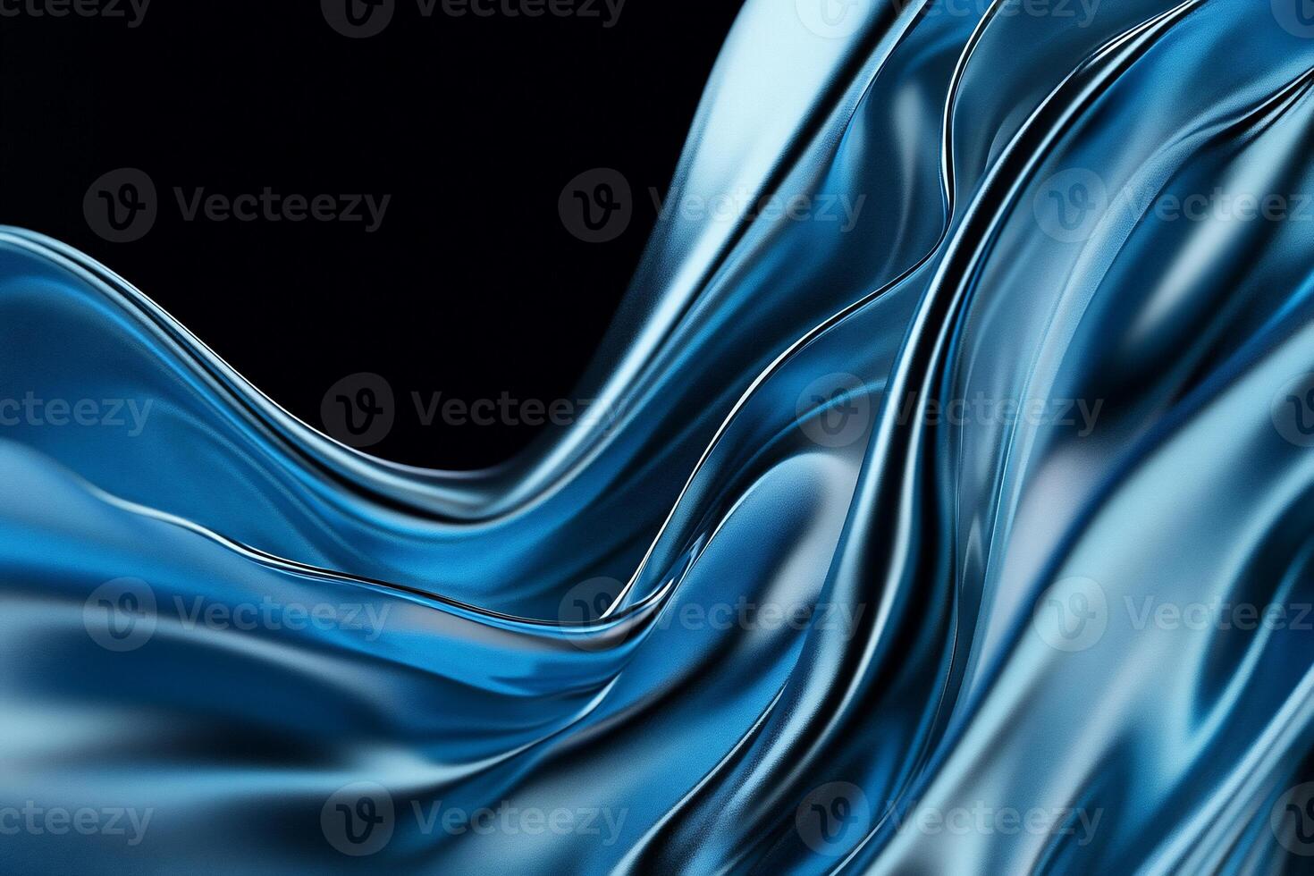 Fluid, dynamic, deep blue fabric folds photo