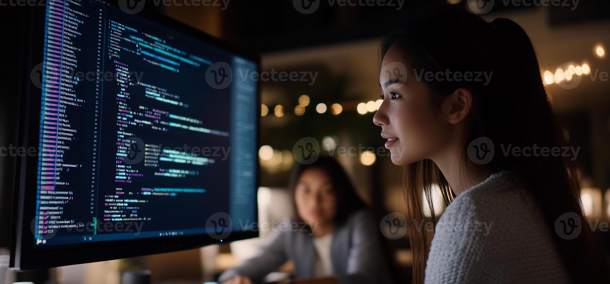 Focused Programmer at Night photo
