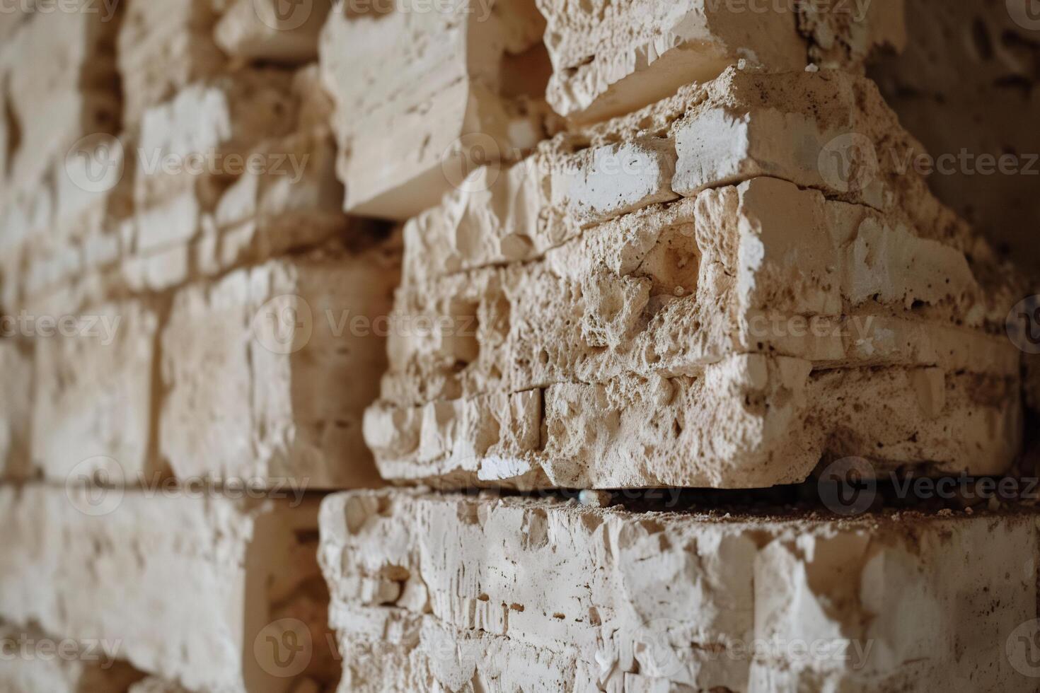 Stacked light beige building blocks photo