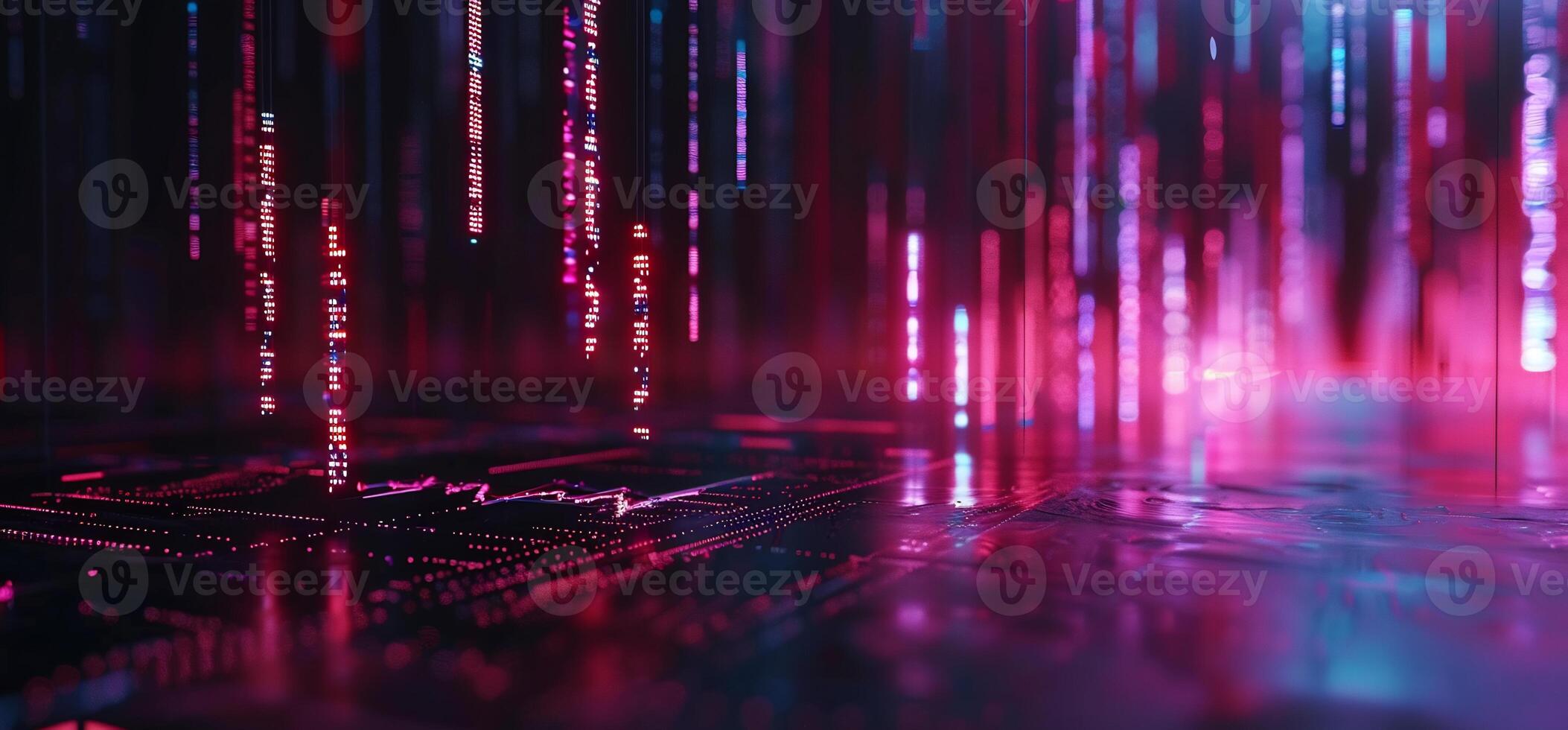 Data Flow in a Neon Digital Realm photo