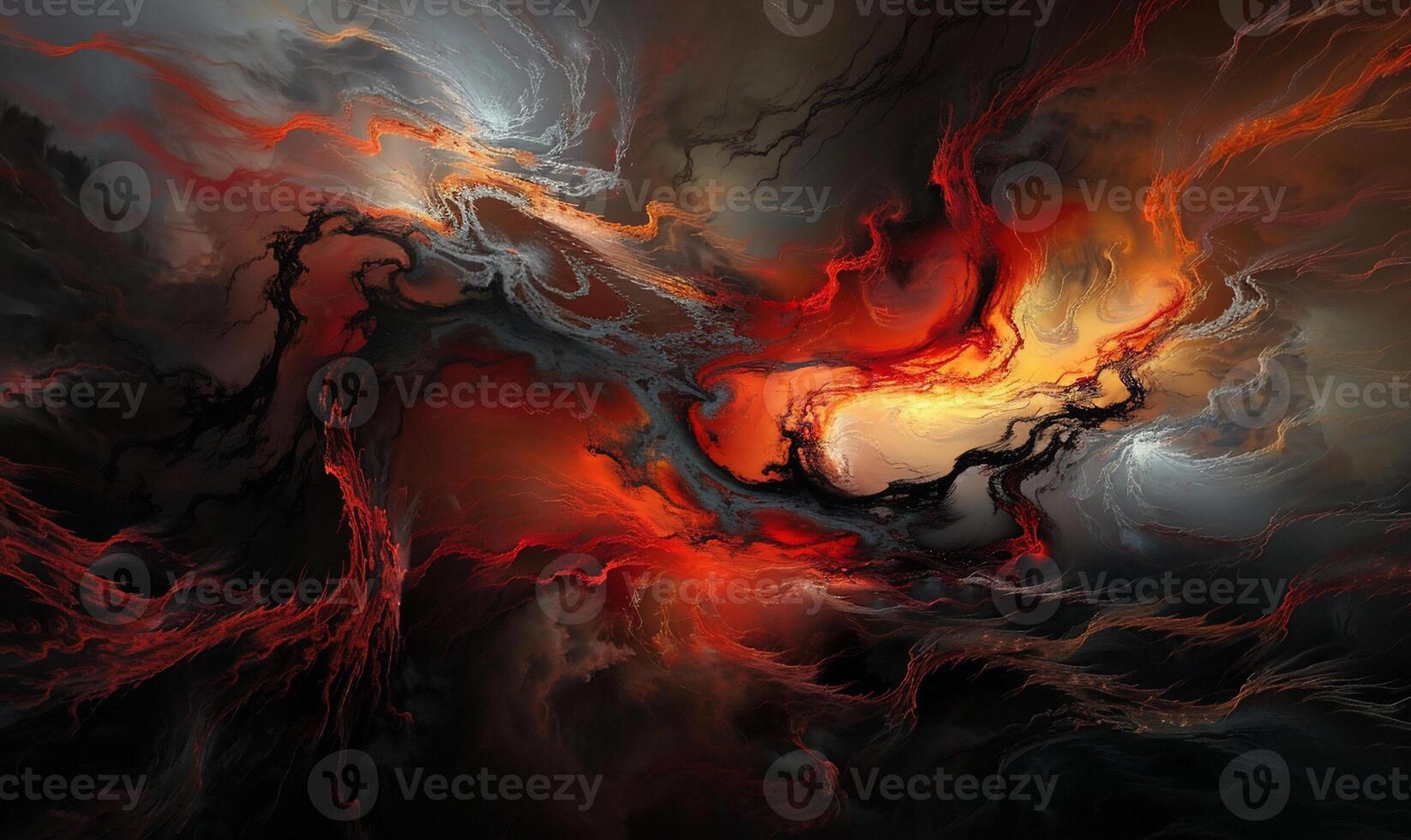 An abstract painting with red and black colors photo