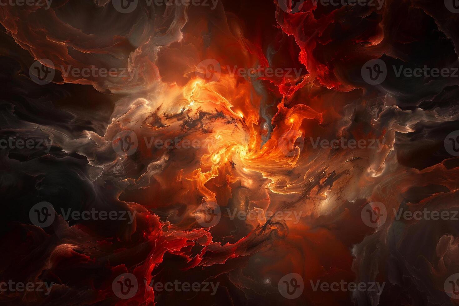 Abstract fiery nebula swirling chaos photo