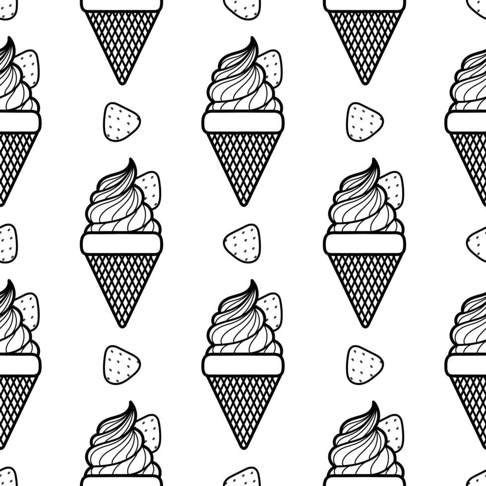 hand draw strawberry ice cream seamless pattern vector