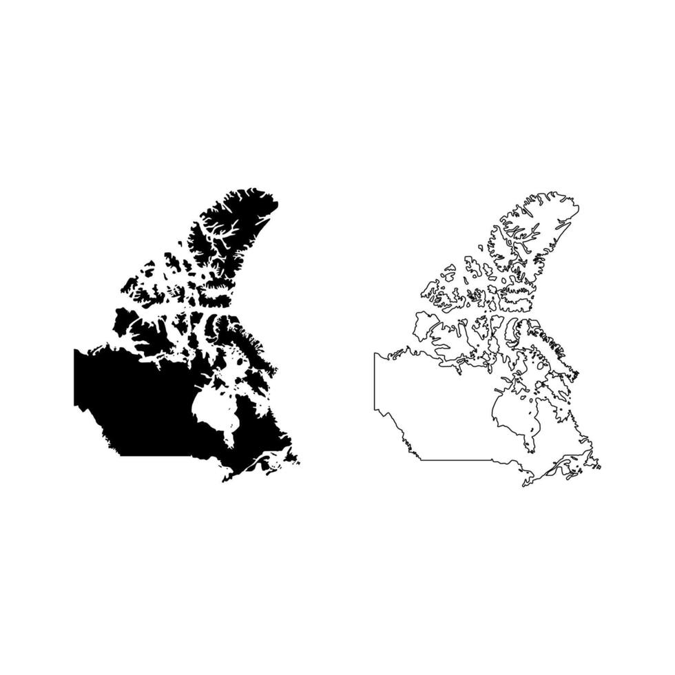 canada map line and black silhouette isolated on white. blank country border. desig clipart for geographic, travel or political banner background design,events illustration. vector