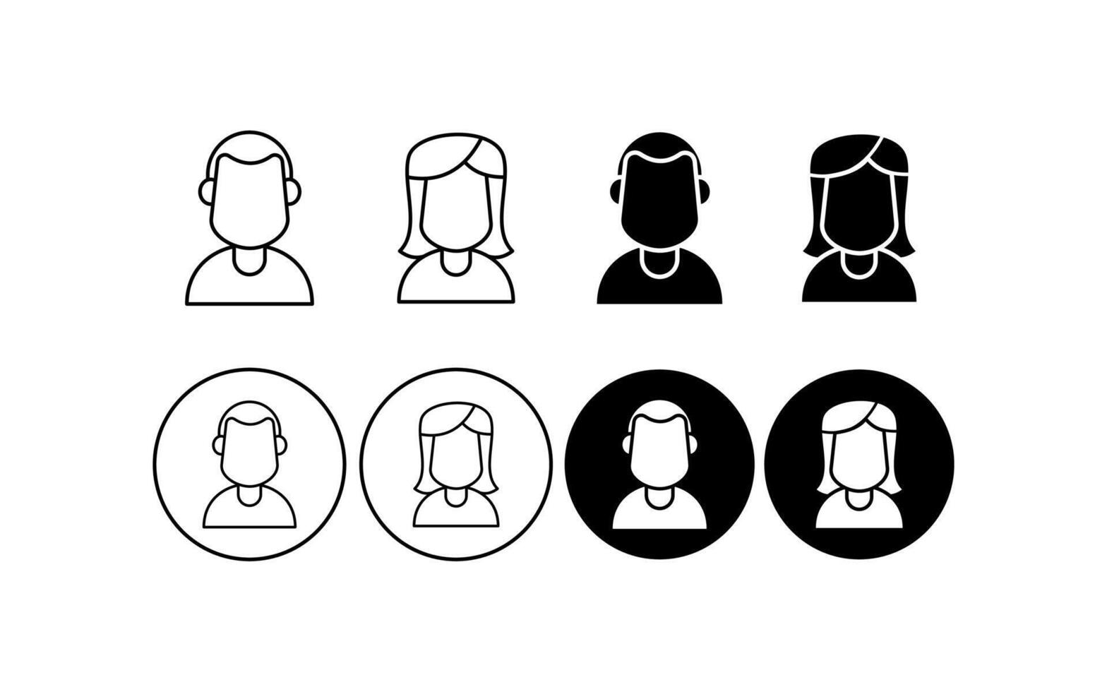 User profile icons in eight different styles for design needs, suitable for websites, apps, social media and presentations. Get creative. vector