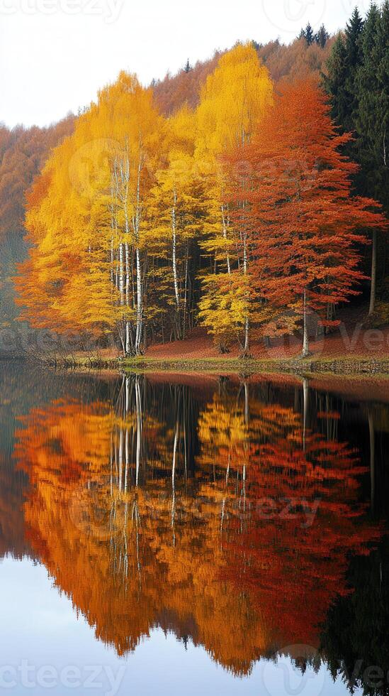 A group of trees with their leaves changing color photo