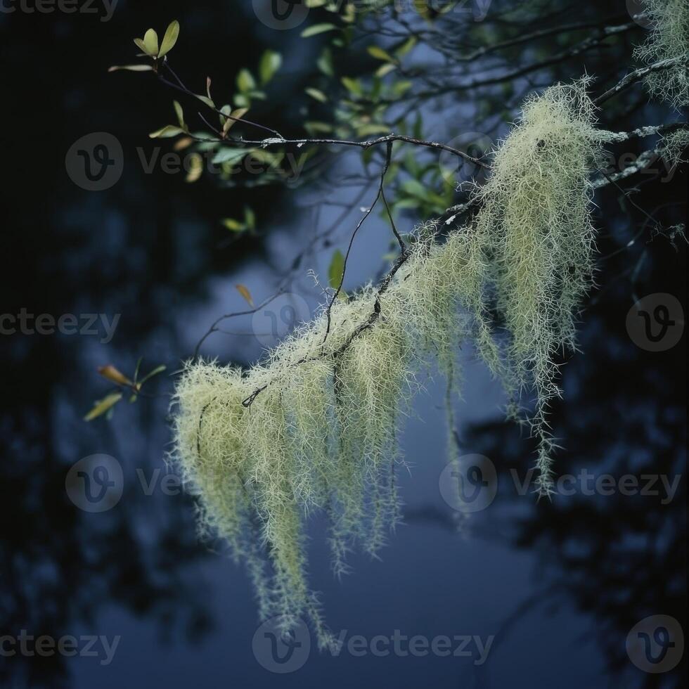Moss hangs over branches photo