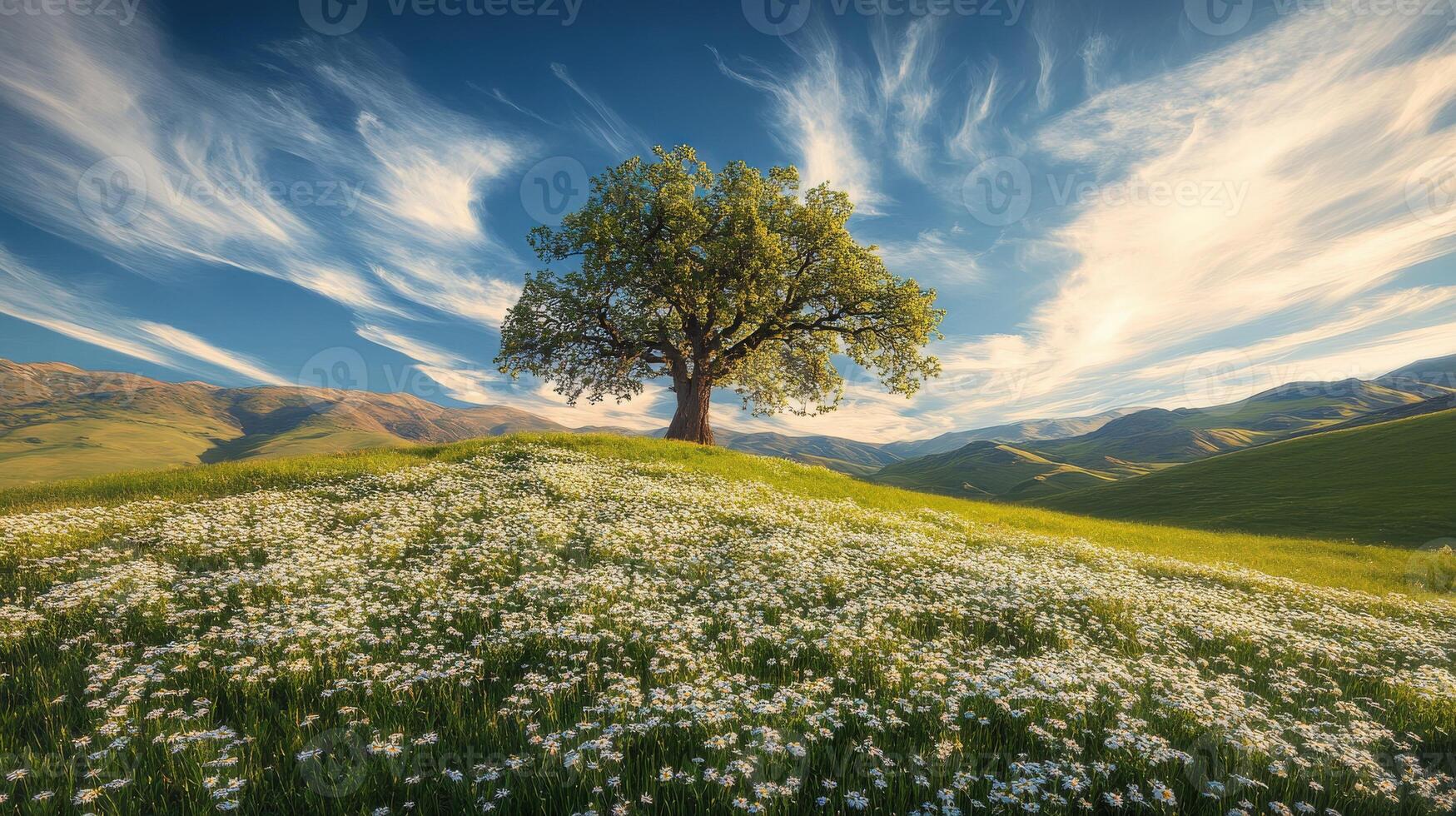 Colorful spring tree scene photo