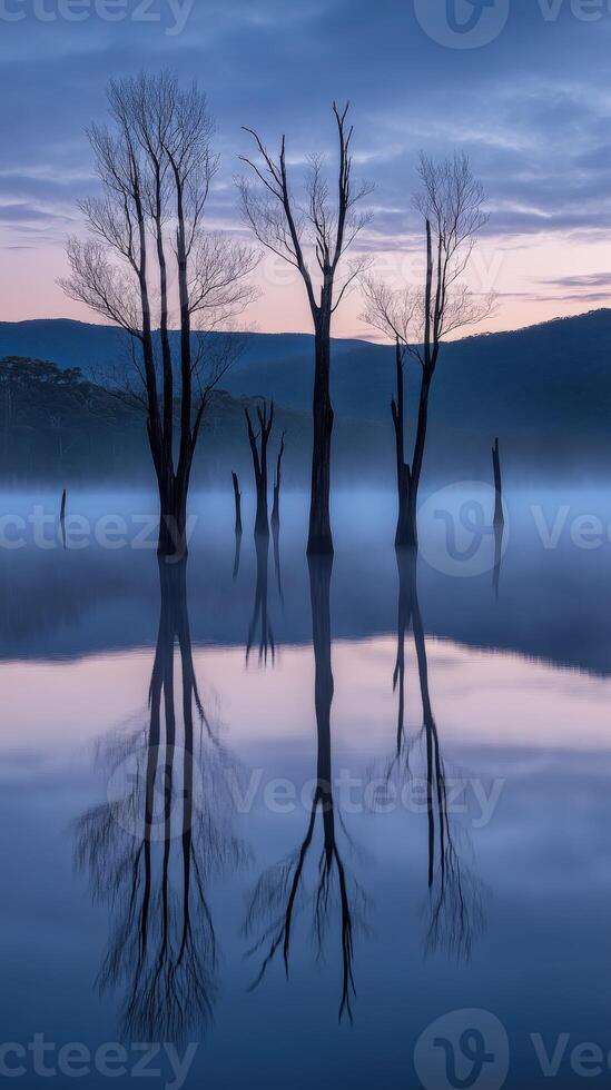 Dawn lake reflections photo